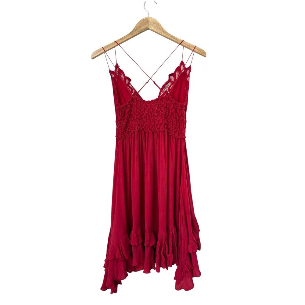 Free People Adella Slip Red Lace Dress Size M - Picture 6 of 13